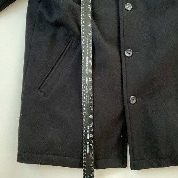 GAP Men’s Wool Blend Car Coat Sz L Black Heavyweight Classic Y2K Preppy Commute - Picture 4 of 15